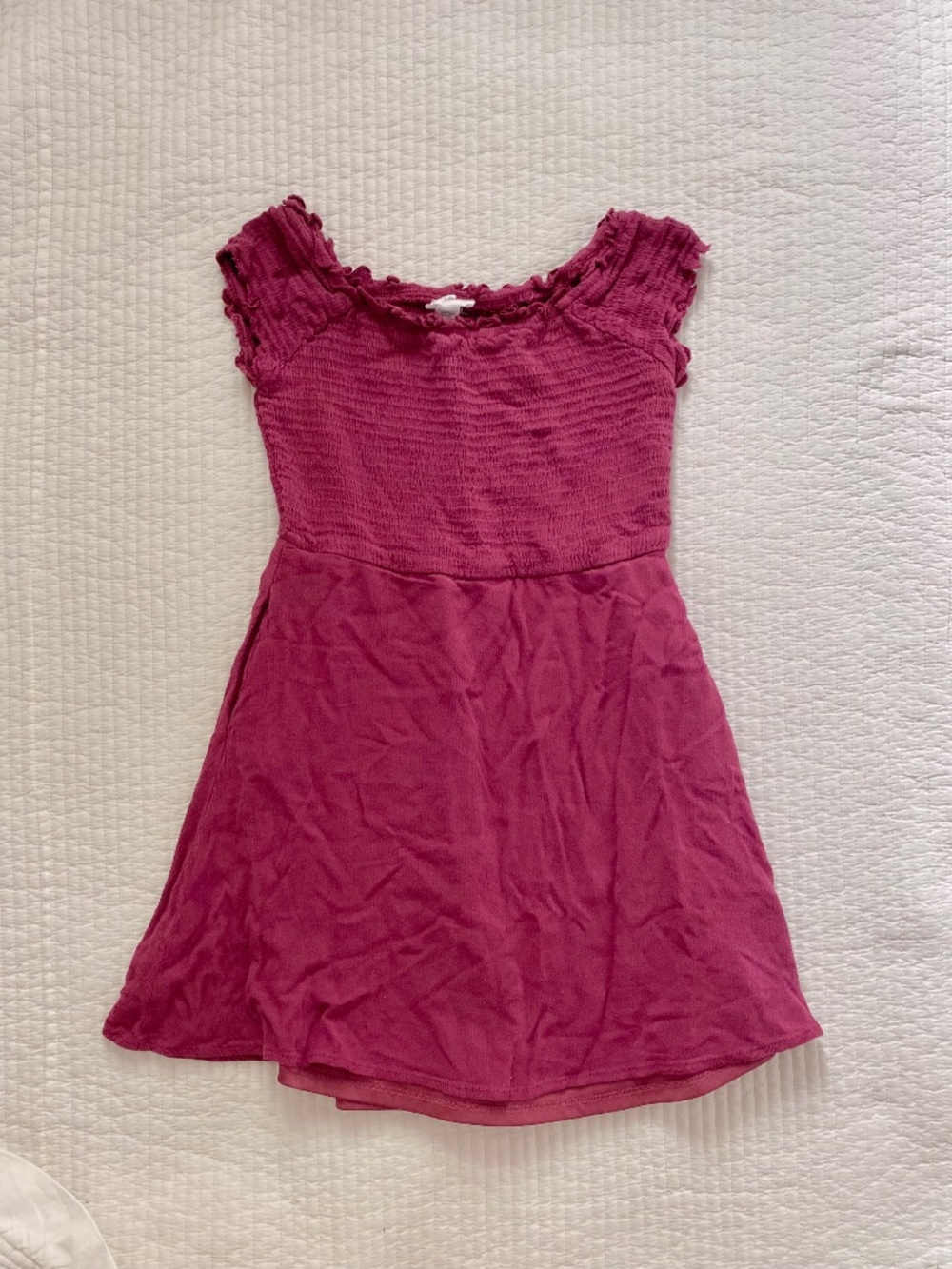 maroon babydoll smocked top
